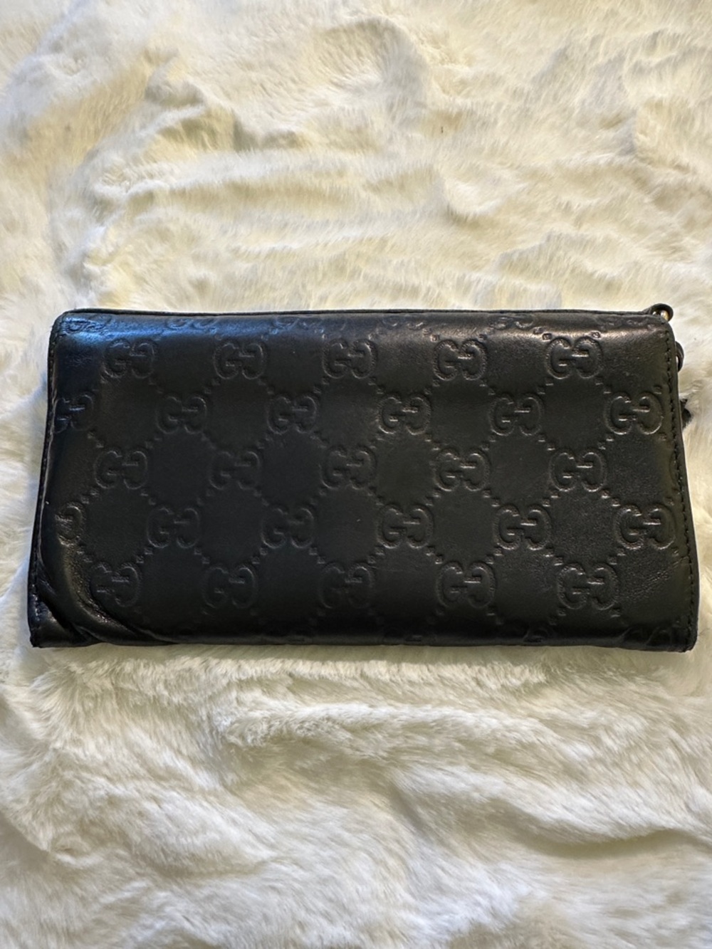 Gucci Black Embossed Leather Zip-Around Wallet